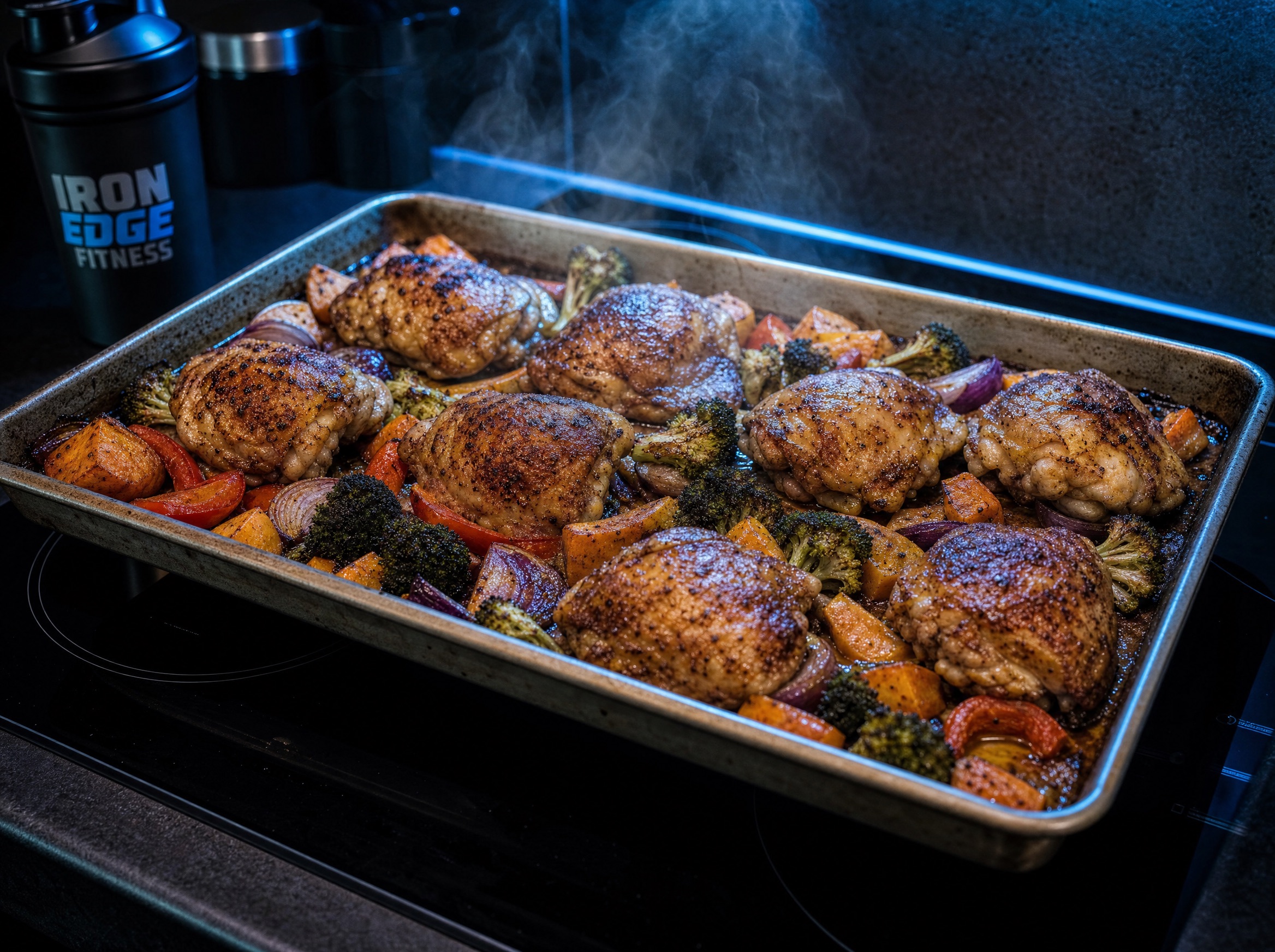 Batch cooking chicken thighs
